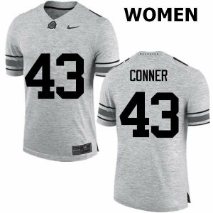 NCAA Ohio State Buckeyes Women's #43 Nick Conner Gray Nike Football College Jersey QTC5845ZE